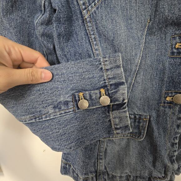 Reserved Jean Jacket Womens Medium Blue Denim Two Button Pockets Cotton - Picture 5 of 15